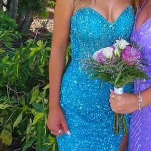 Portia & Scarlett Blue Sequin Prom Dress